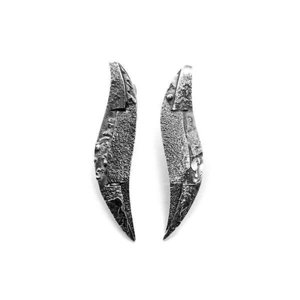 Pendientes UNO largos plata oxidada1