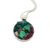 colgante redondo plata piedras verdes1