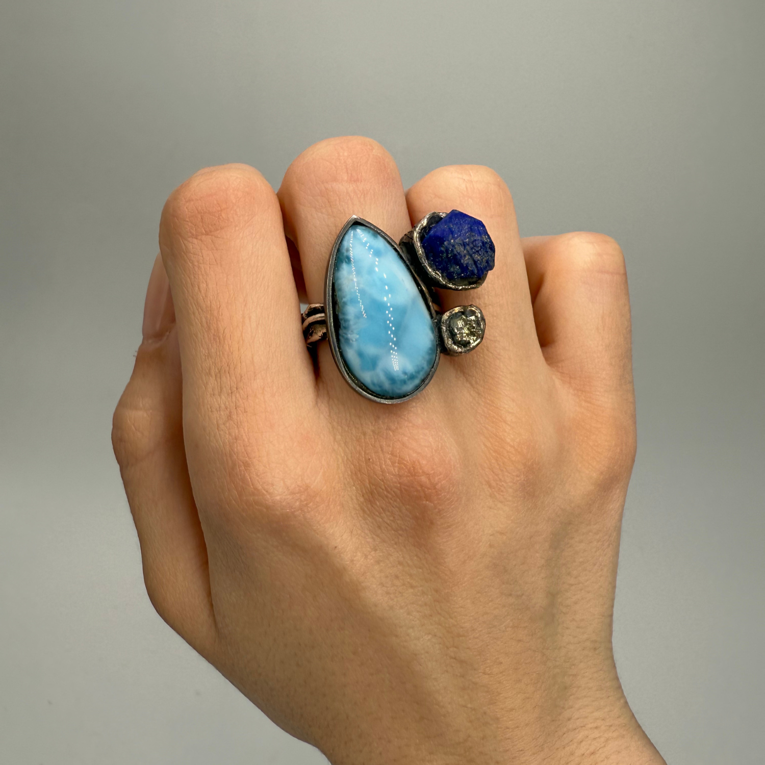 Anillo plata larimar y lapislázuli 3